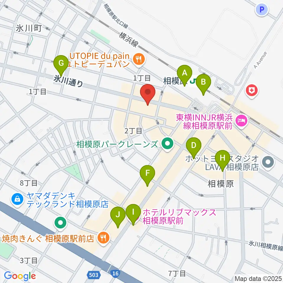 エッキミュージックサロン周辺のカフェ一覧地図