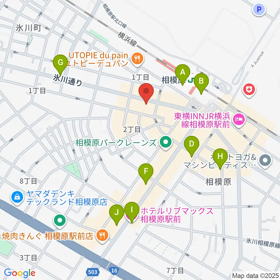 エッキミュージックサロン周辺のカフェ一覧地図