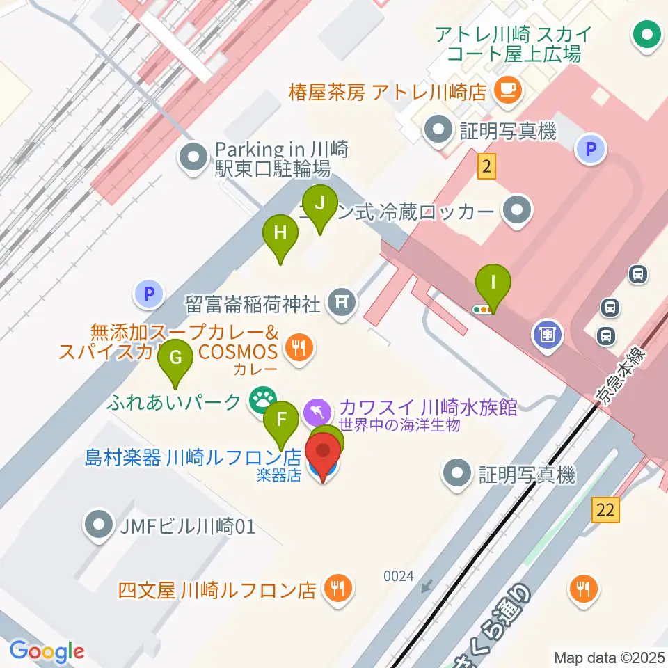 島村楽器 川崎ルフロン店周辺のカフェ一覧地図