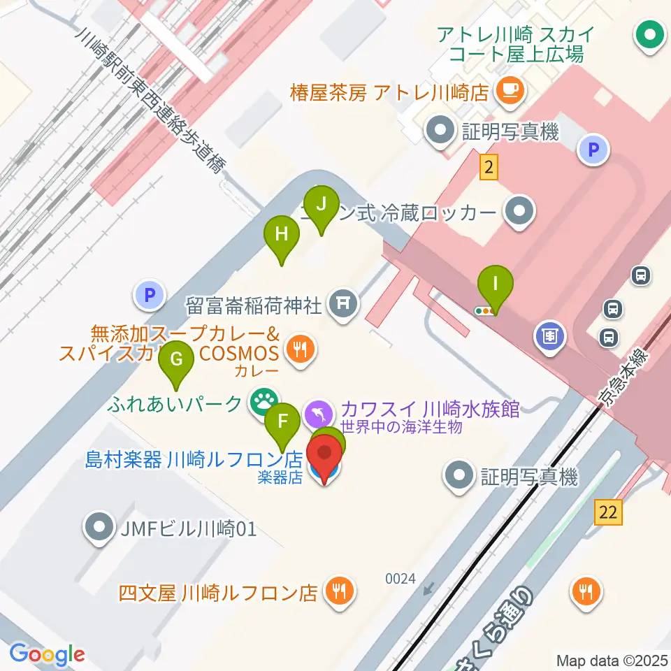 島村楽器 川崎ルフロン店周辺のカフェ一覧地図
