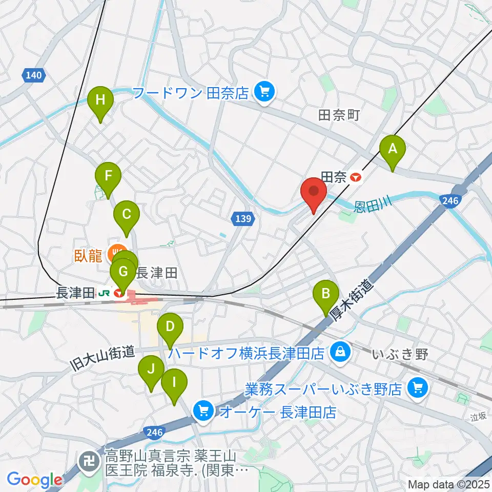 長津田音楽教室タナジアート周辺のカフェ一覧地図
