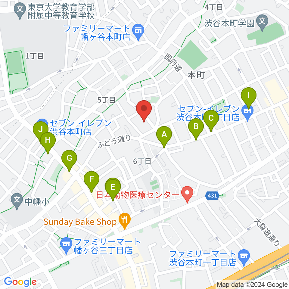 スタジオ543 初台店周辺のカフェ一覧地図