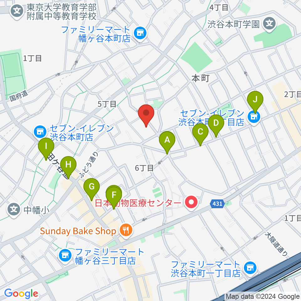 スタジオ543 初台店周辺のカフェ一覧地図