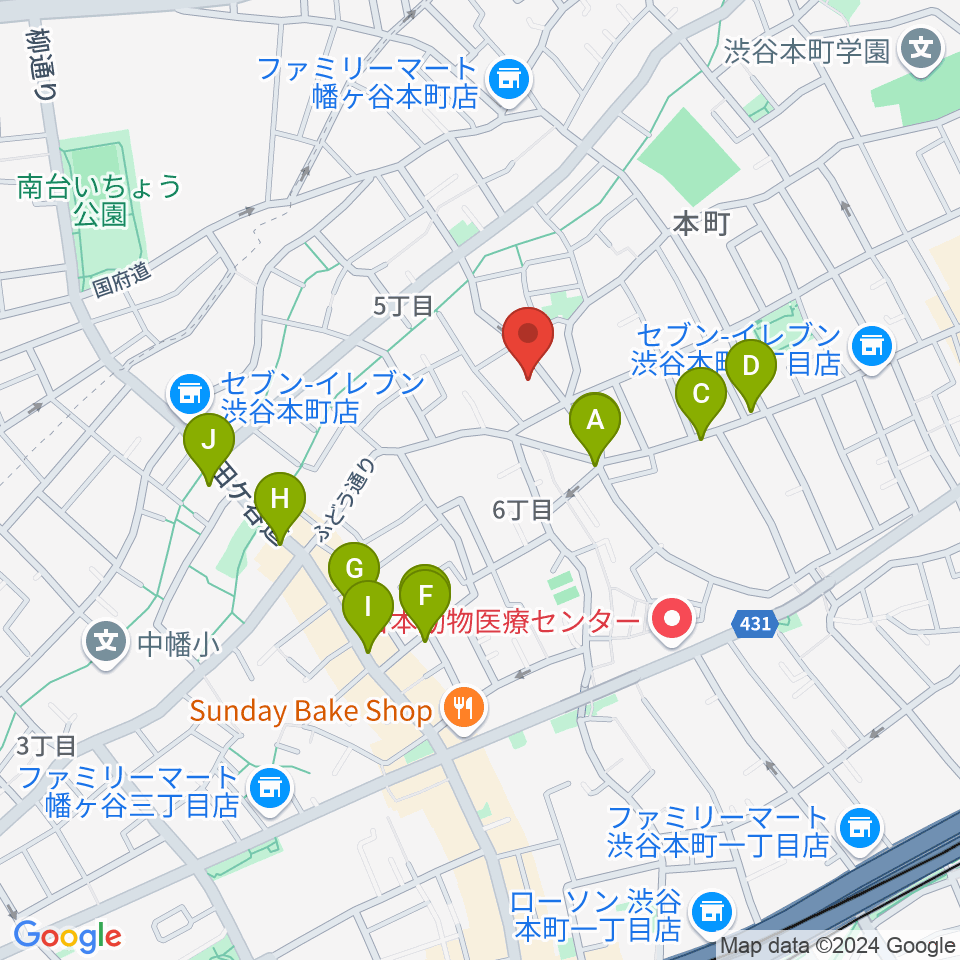 スタジオ543 初台店周辺のカフェ一覧地図