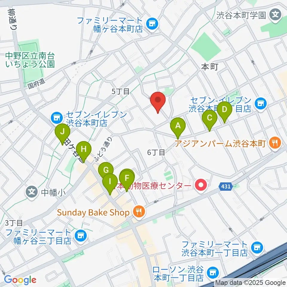 スタジオ543 初台店周辺のカフェ一覧地図