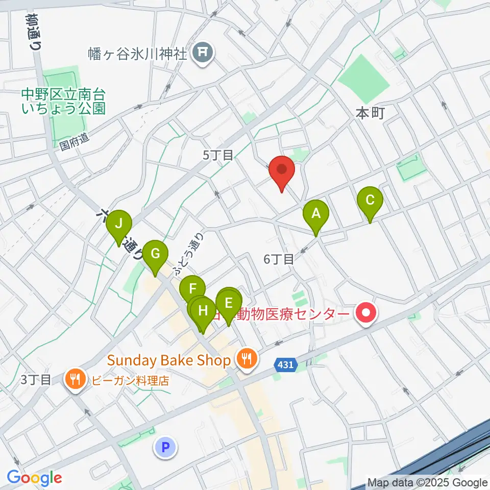 スタジオ543 初台店周辺のカフェ一覧地図