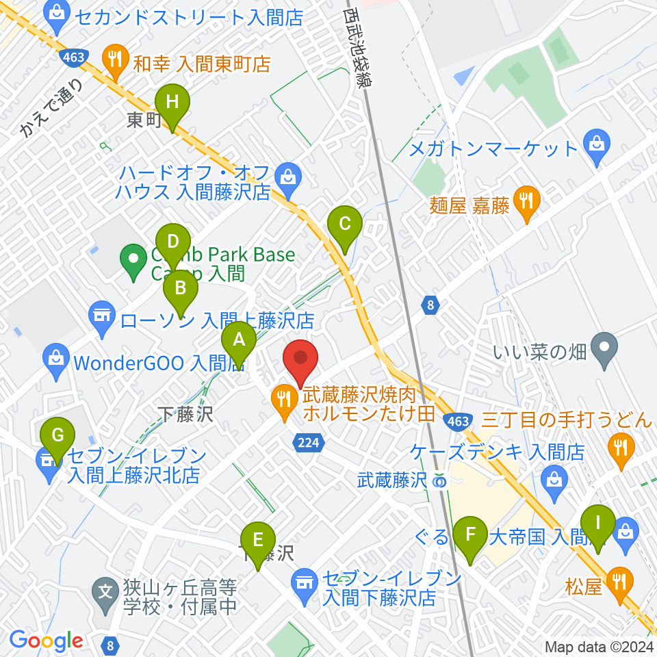 マインズ・ミュージック・スタジオ周辺のカフェ一覧地図