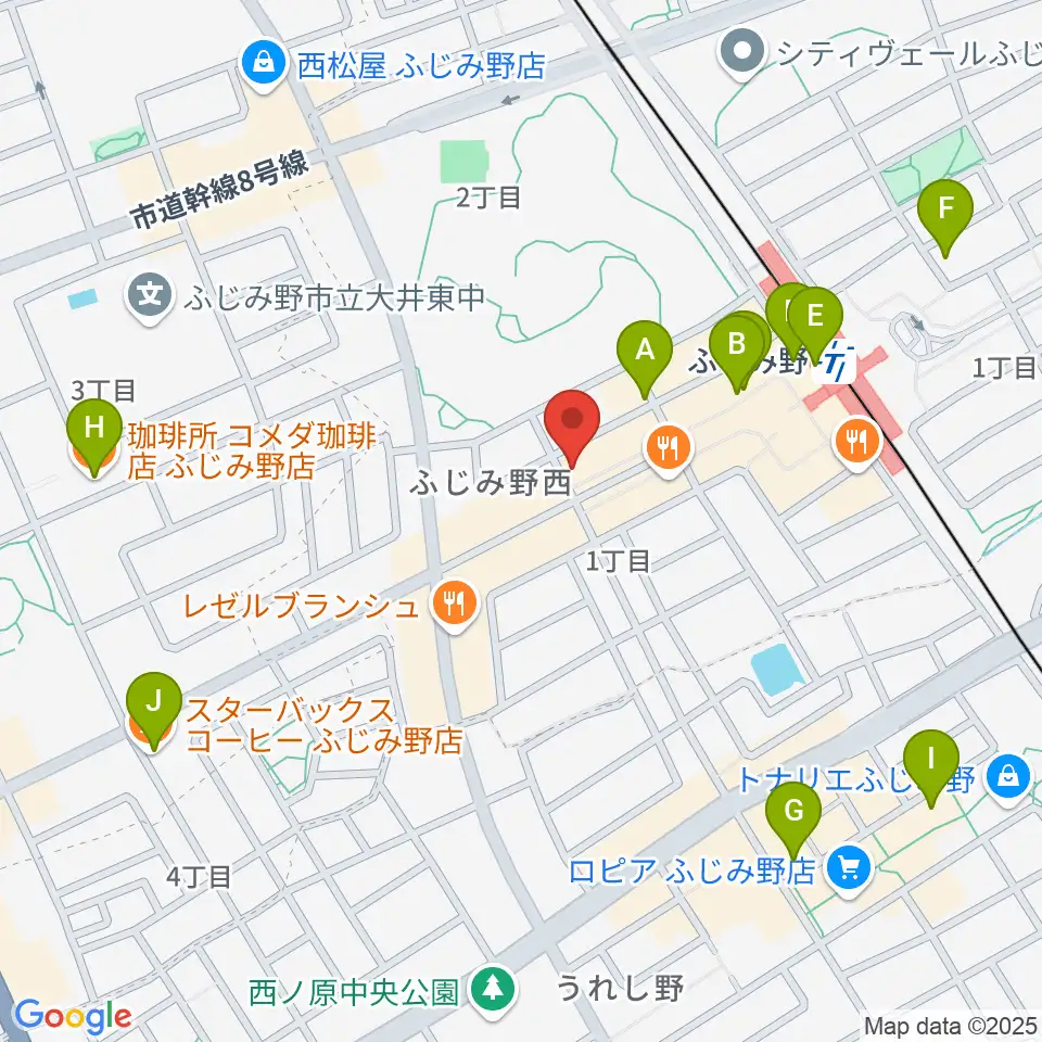 音楽教室リズム21周辺のカフェ一覧地図