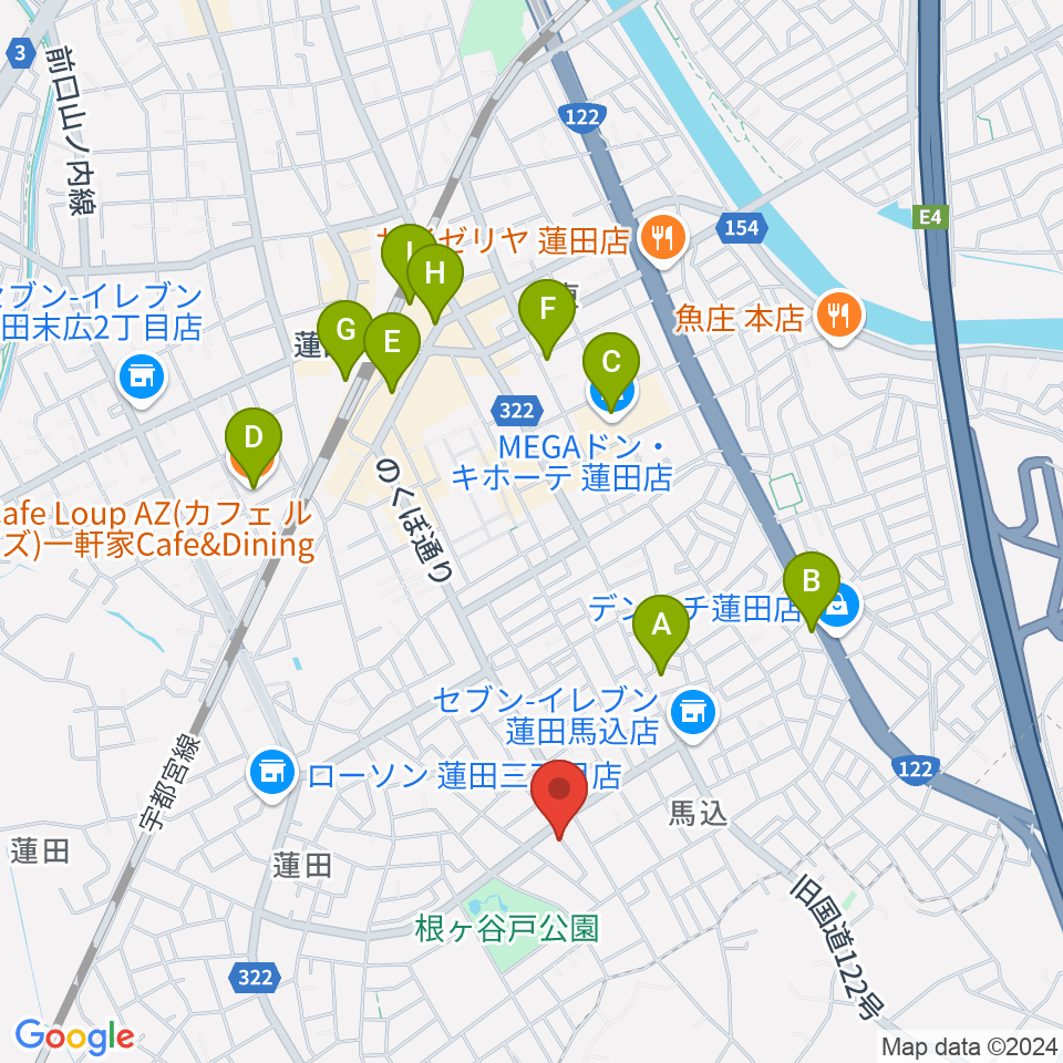 ストラックス周辺のカフェ一覧地図