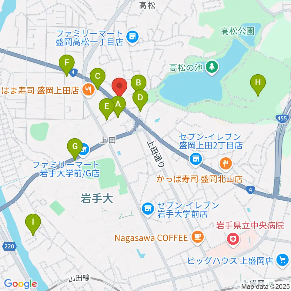 安倍管楽器サービス周辺のカフェ一覧地図