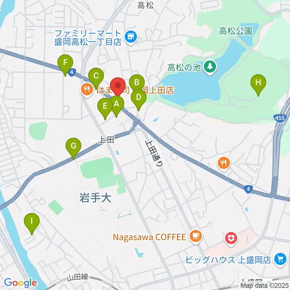 安倍管楽器サービス周辺のカフェ一覧地図