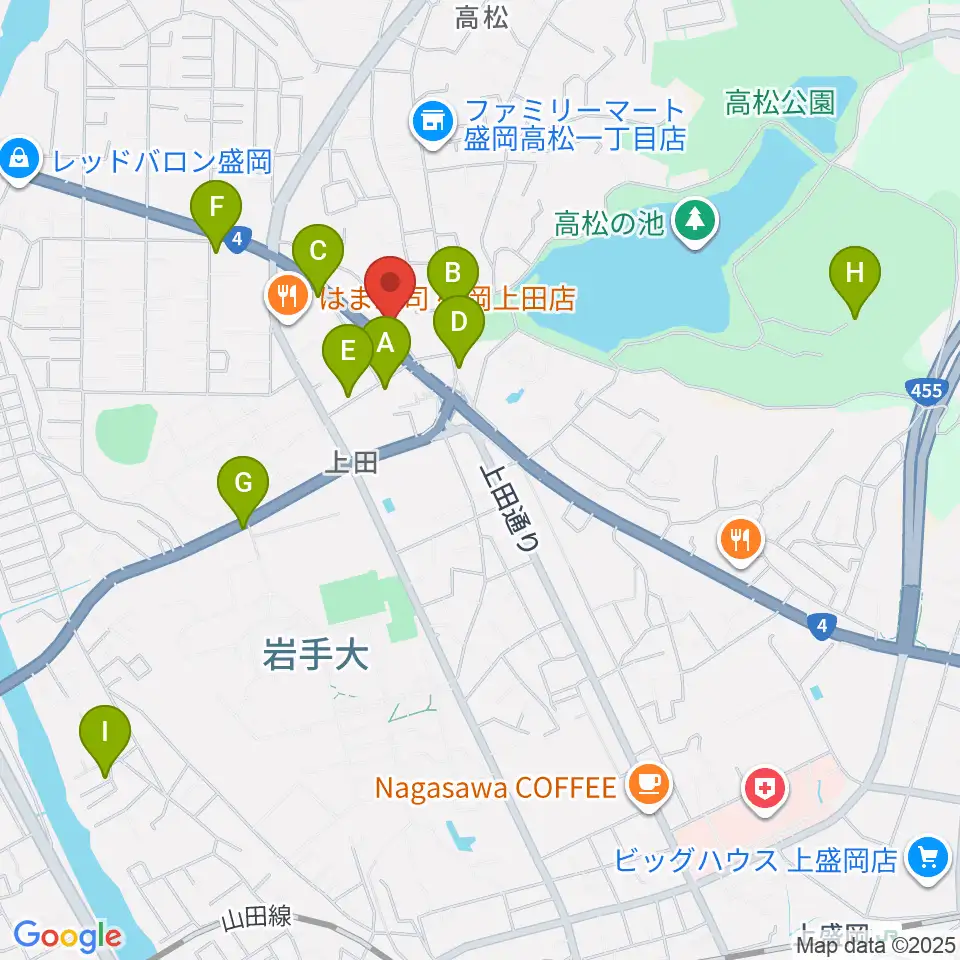 安倍管楽器サービス周辺のカフェ一覧地図