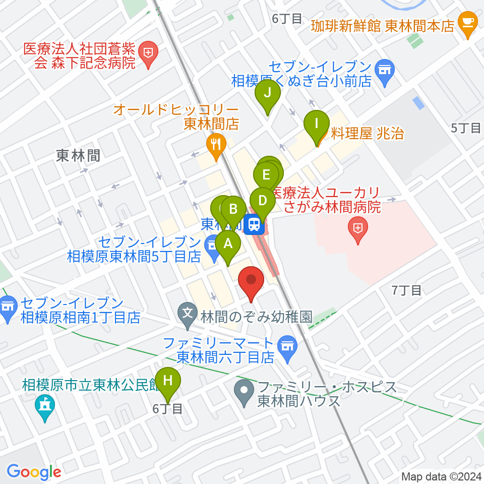 VSP音楽院周辺のカフェ一覧地図