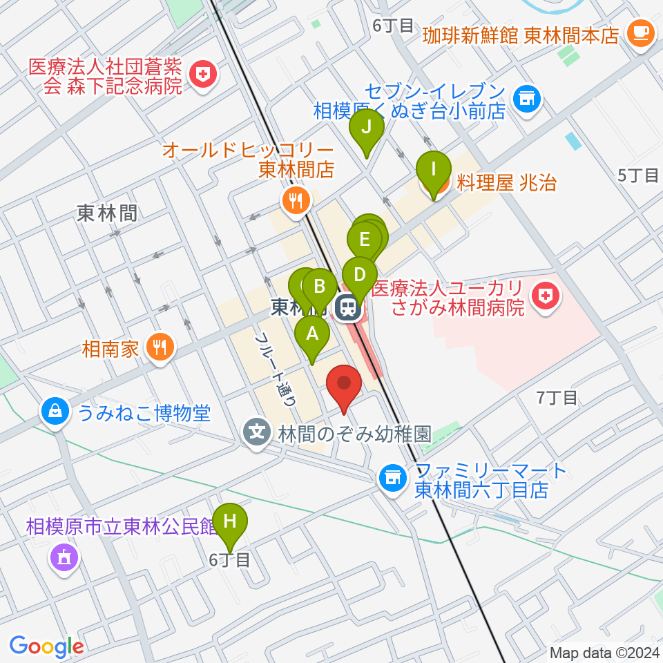 VSP音楽院周辺のカフェ一覧地図