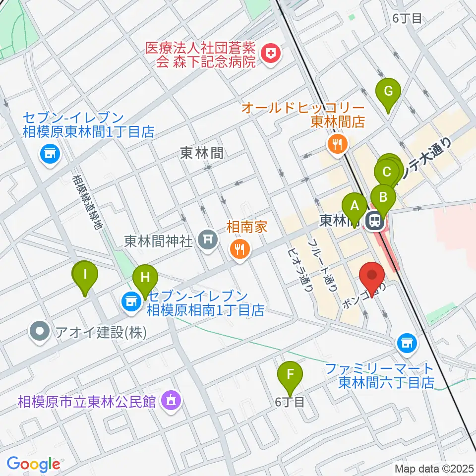 VSP音楽院周辺のカフェ一覧地図