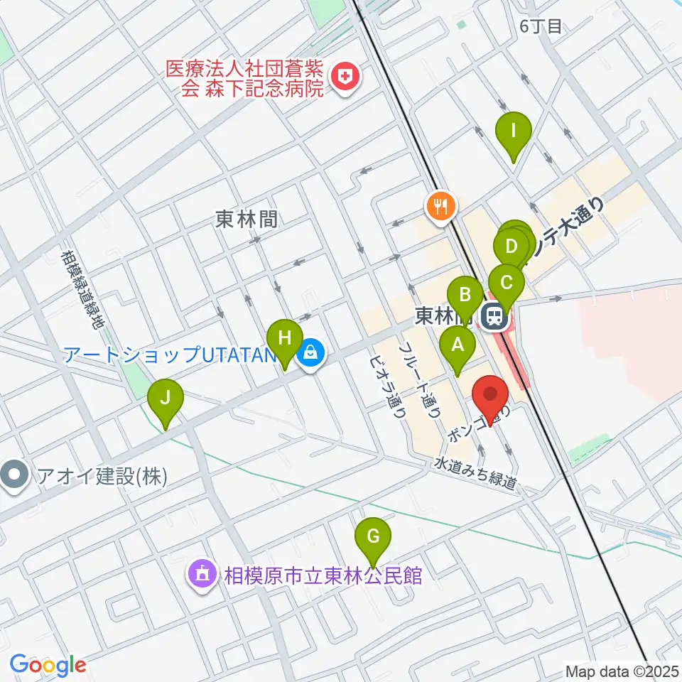 VSP音楽院周辺のカフェ一覧地図