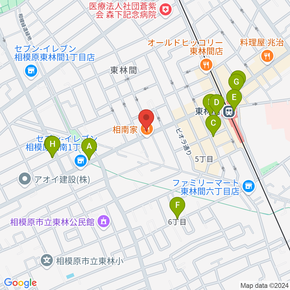 VSPピアノ工房周辺のカフェ一覧地図