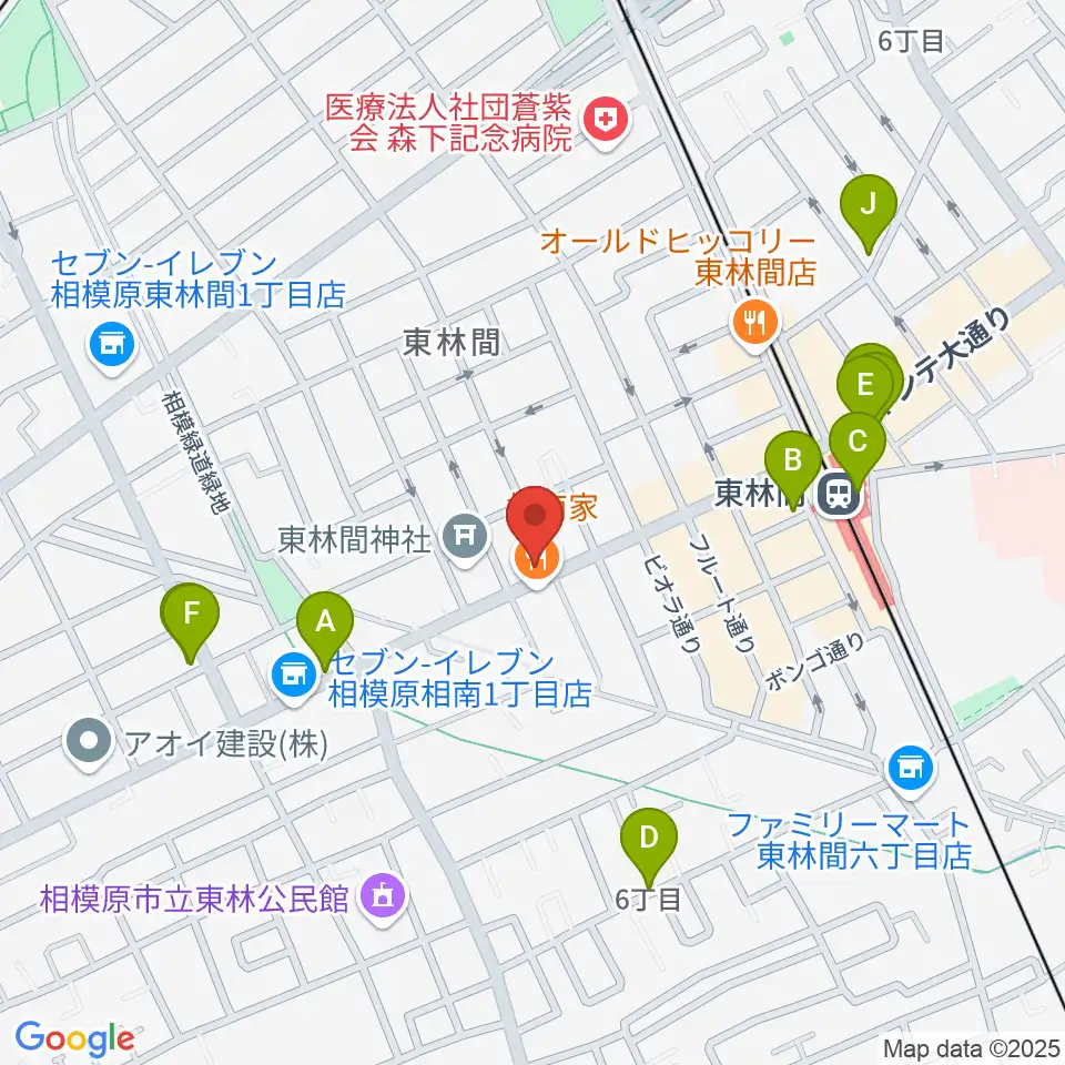 VSPピアノ工房周辺のカフェ一覧地図