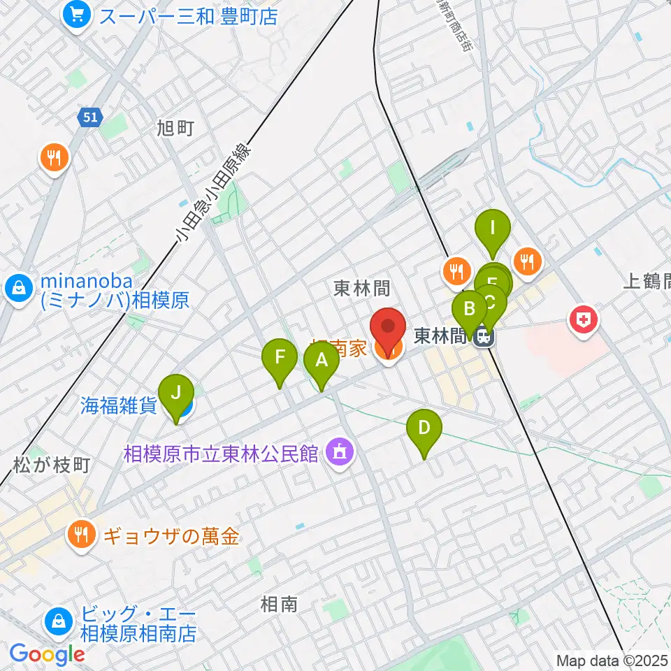 VSPピアノ工房周辺のカフェ一覧地図
