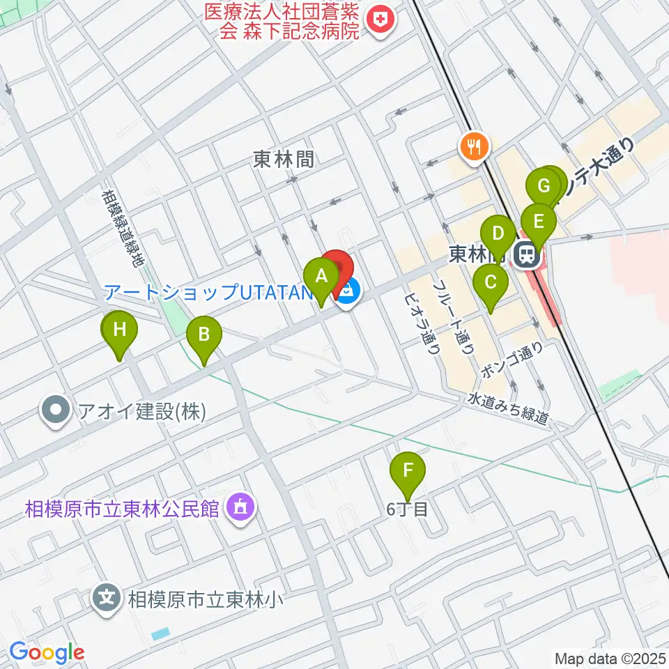 VSPピアノ工房周辺のカフェ一覧地図
