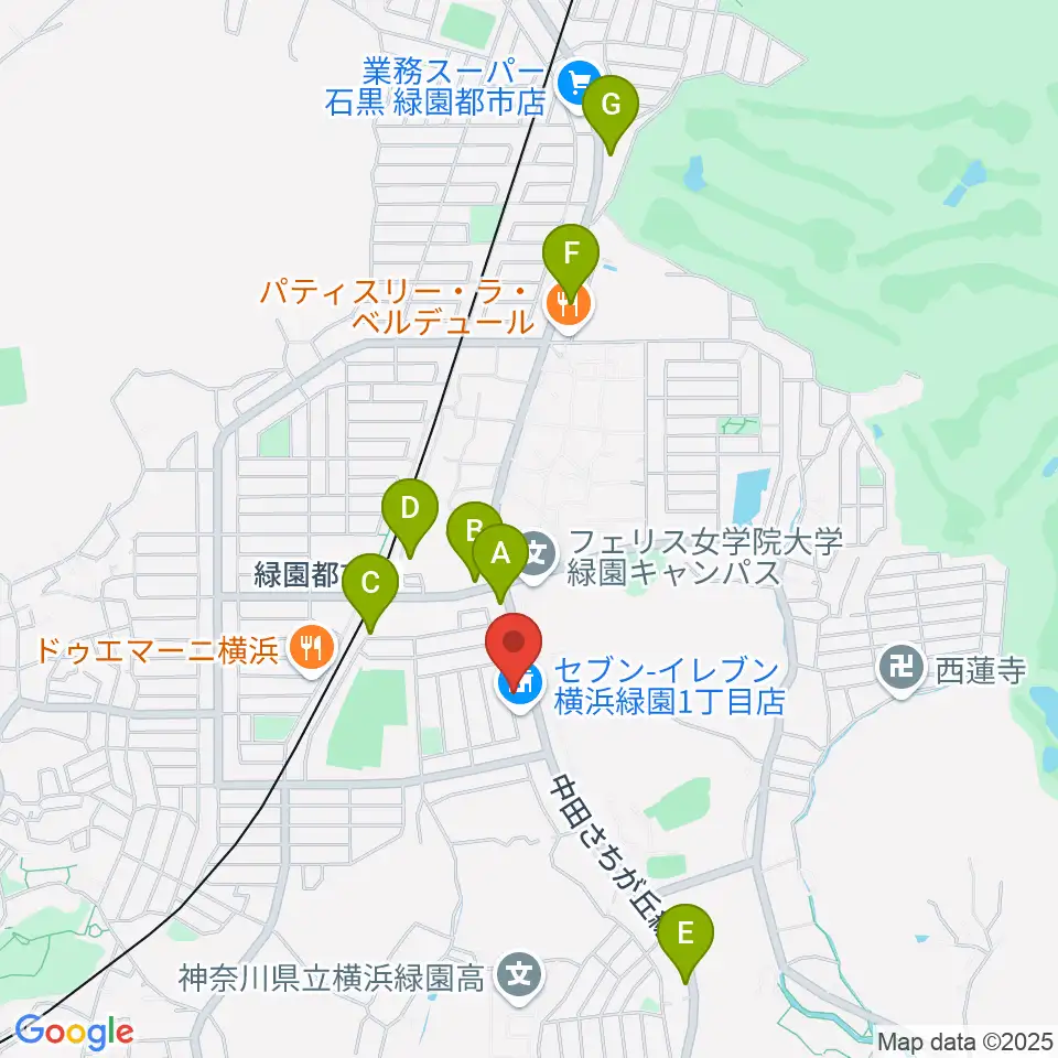 リシュモア音楽教室周辺のカフェ一覧地図
