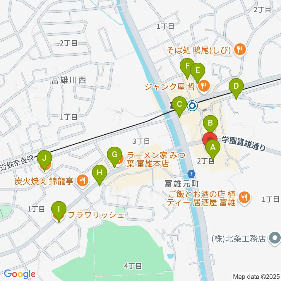 サンシャインギター周辺のカフェ一覧地図