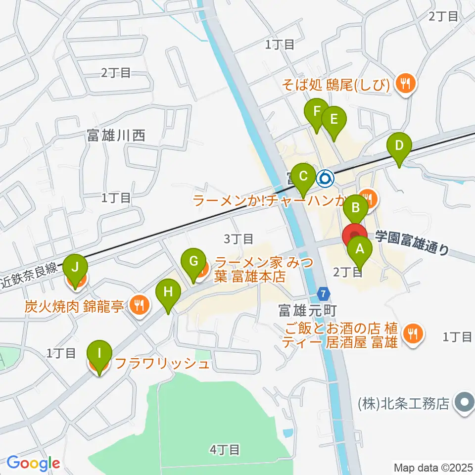 サンシャインギター周辺のカフェ一覧地図