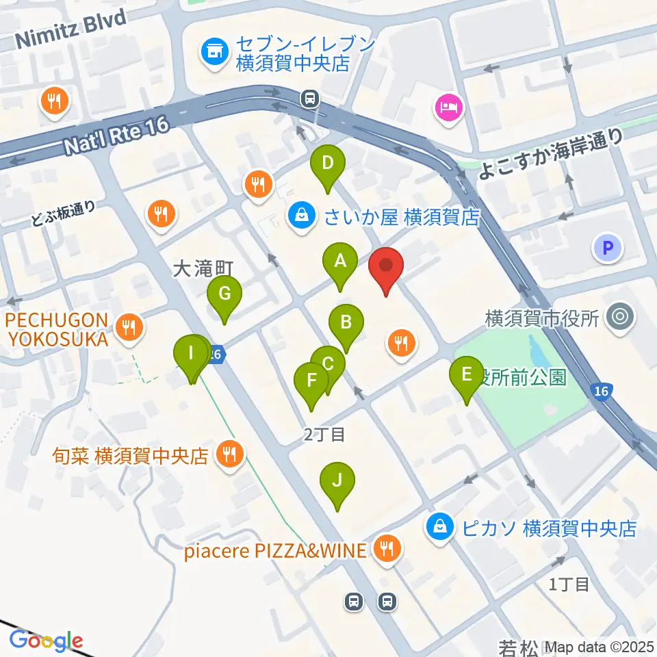 オクターヴ 横須賀中央センター周辺のカフェ一覧地図