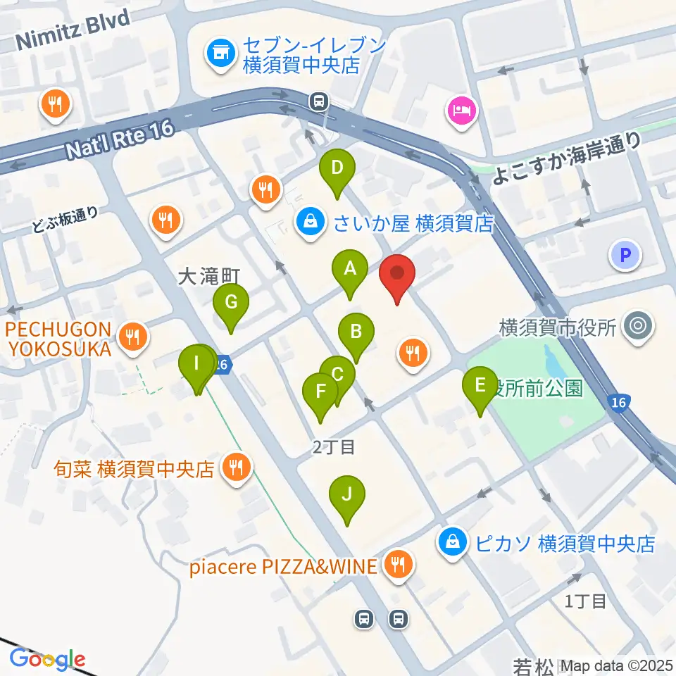 オクターヴ 横須賀中央センター周辺のカフェ一覧地図