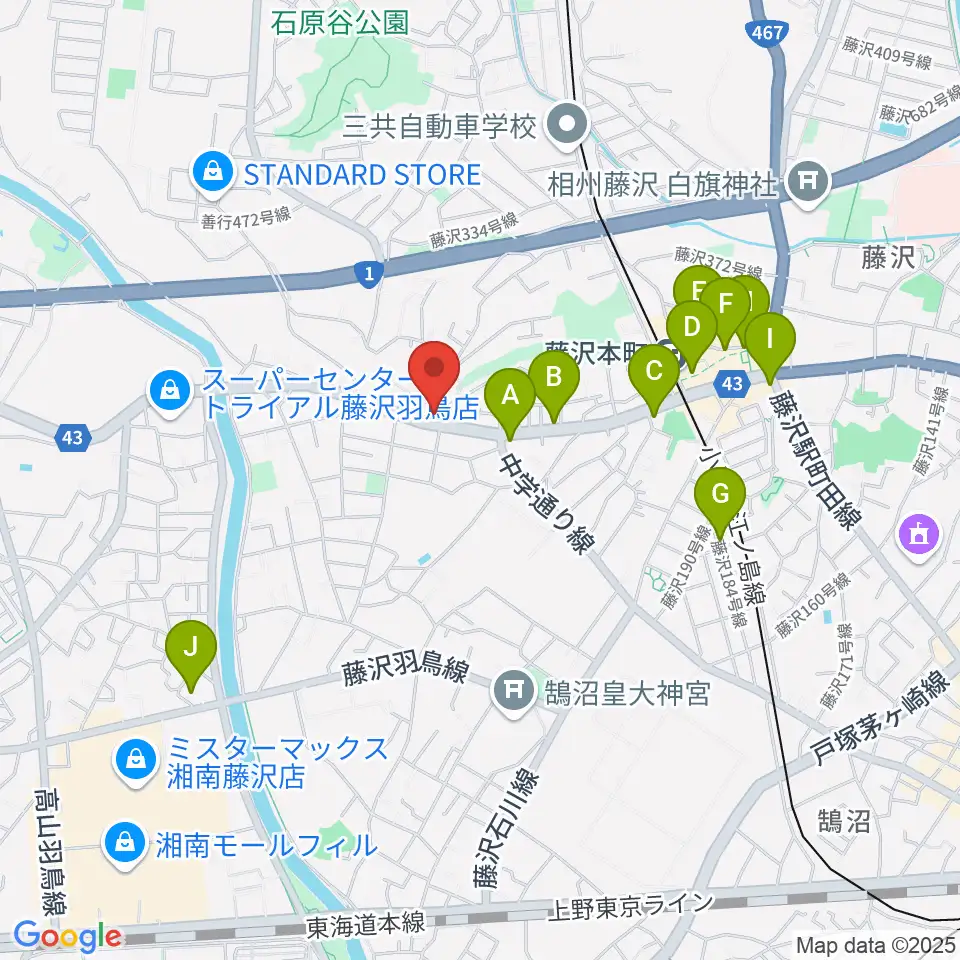 ドルチェ音楽教室 藤沢本町教室周辺のカフェ一覧地図