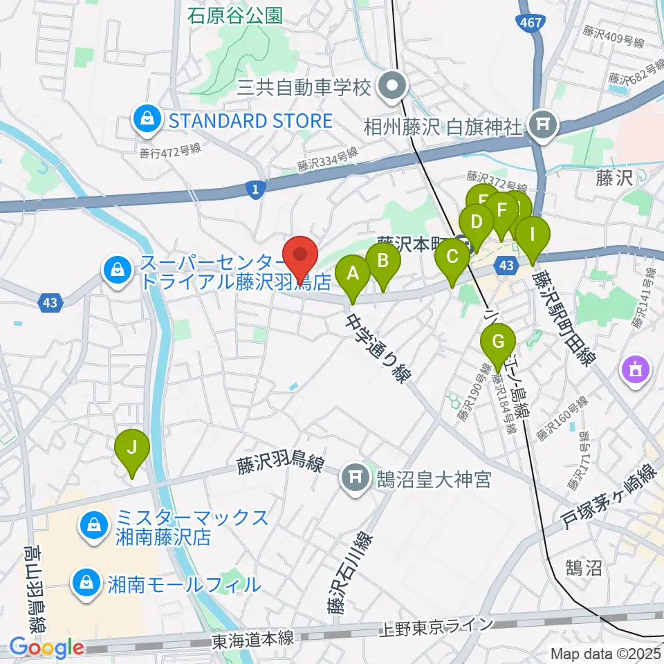 ドルチェ音楽教室 藤沢本町教室周辺のカフェ一覧地図