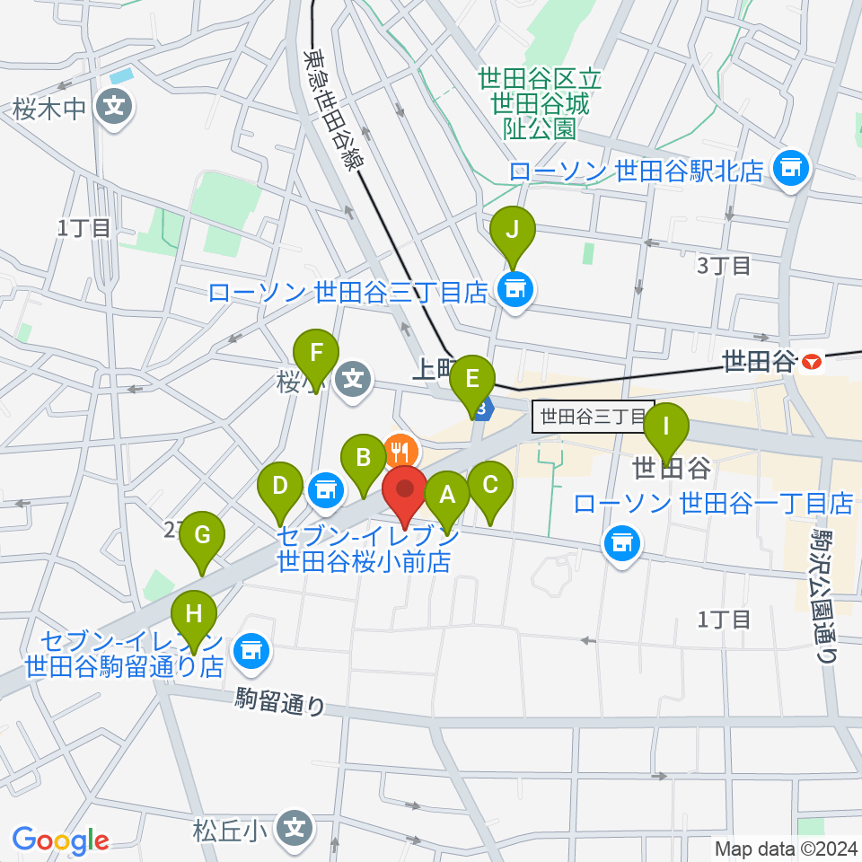 サミー音楽アカデミー周辺のカフェ一覧地図