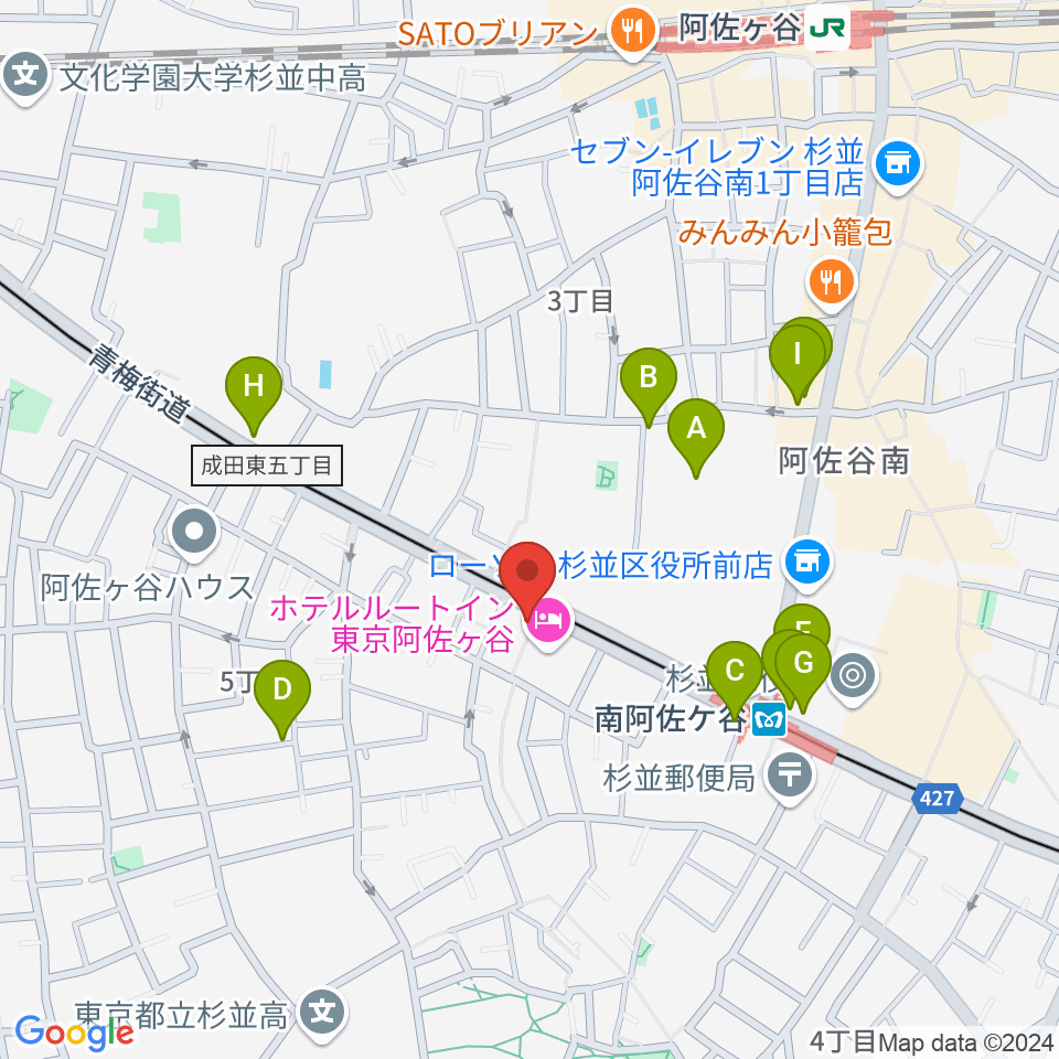 あさがやドラム周辺のカフェ一覧地図