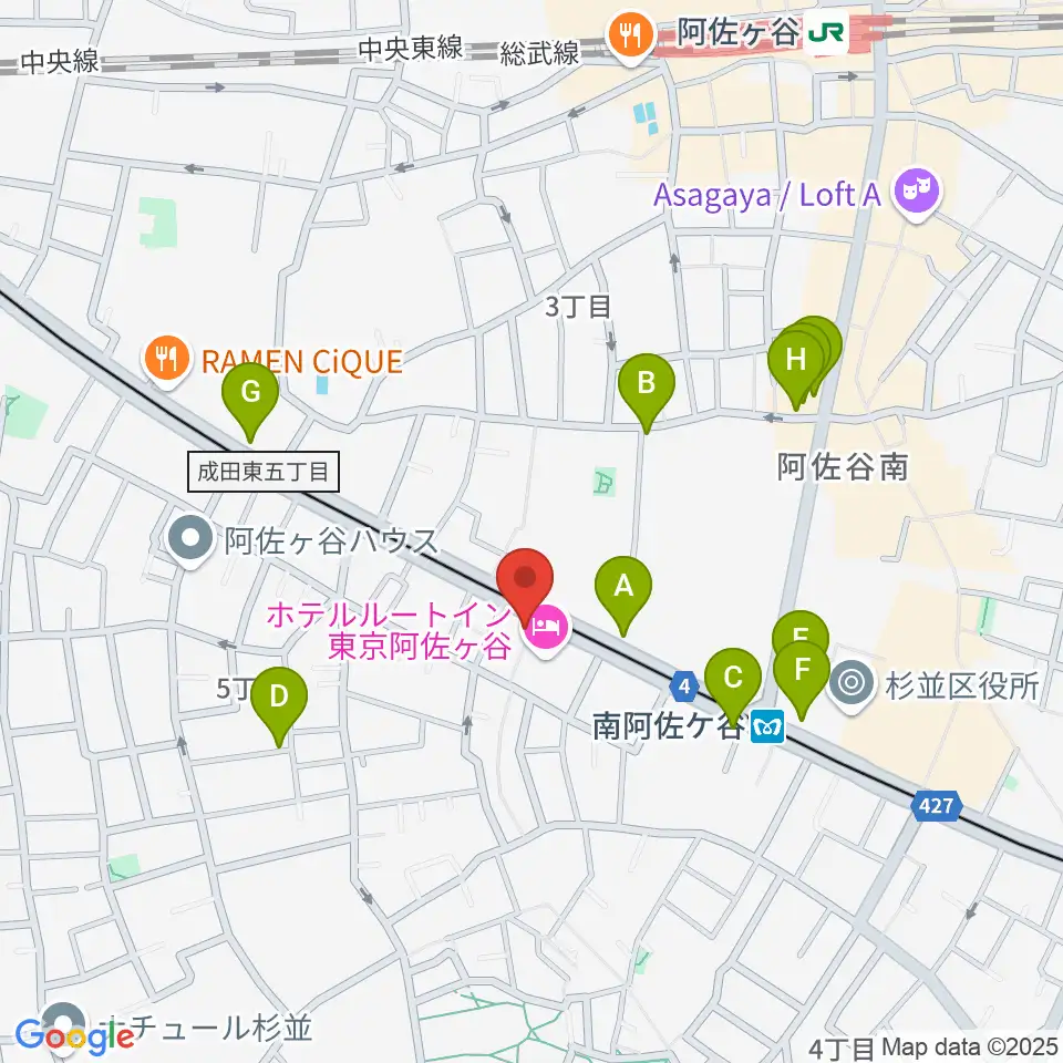 あさがやドラム周辺のカフェ一覧地図