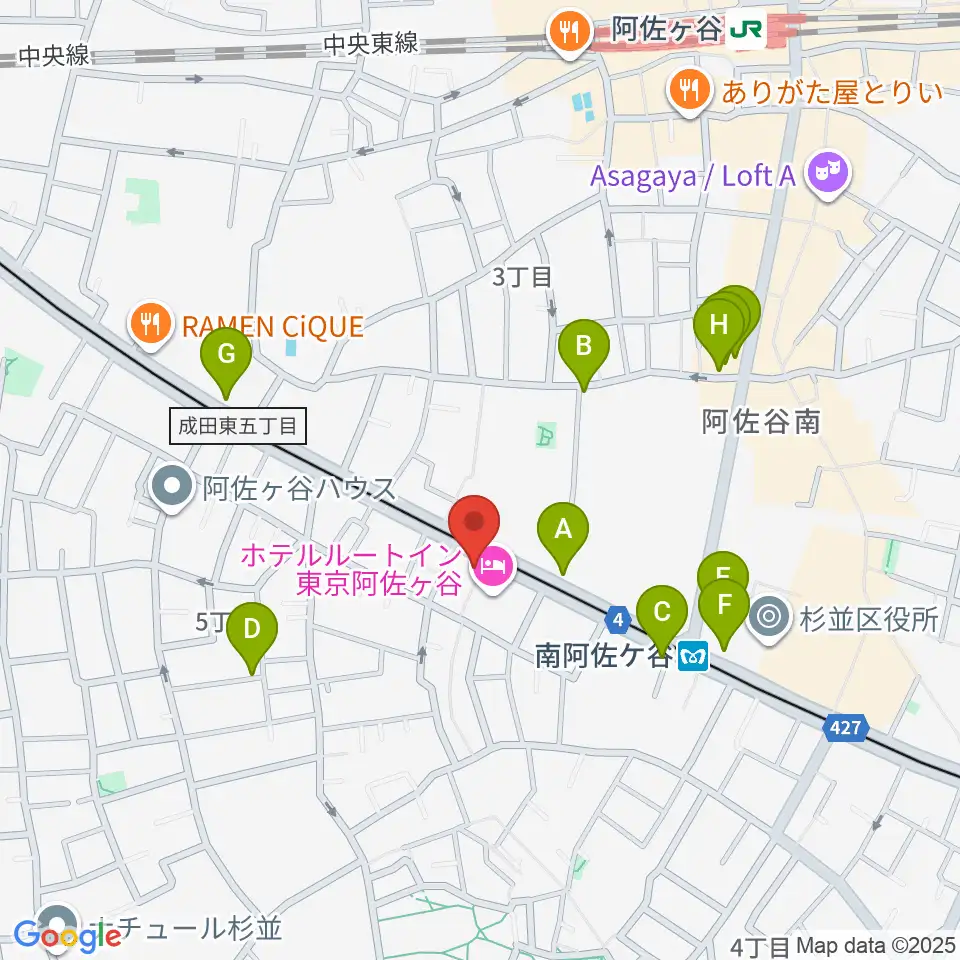 あさがやドラム周辺のカフェ一覧地図