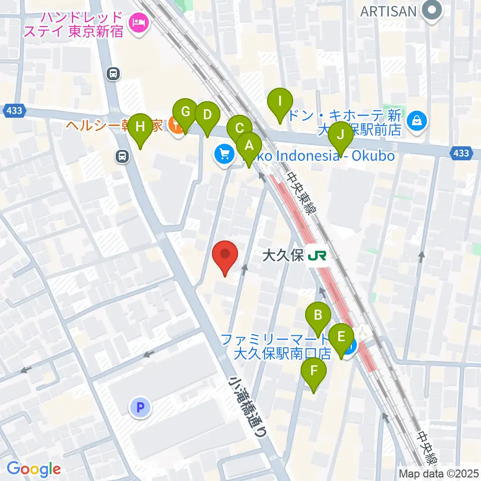 石森管楽器周辺のカフェ一覧地図
