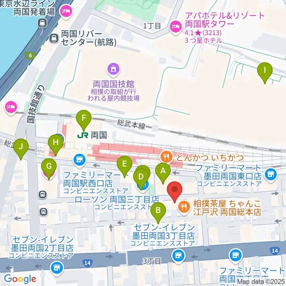 大沢憲三フラメンコギター・カンテ教室 両国校周辺のカフェ一覧地図