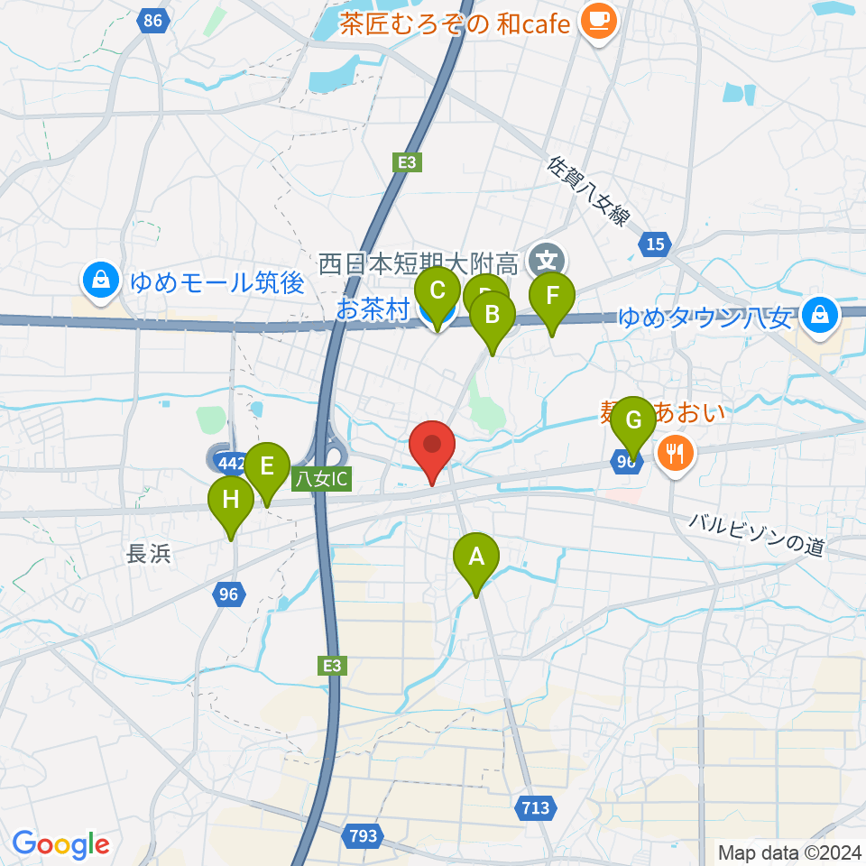 エム田中音楽教室周辺のカフェ一覧地図