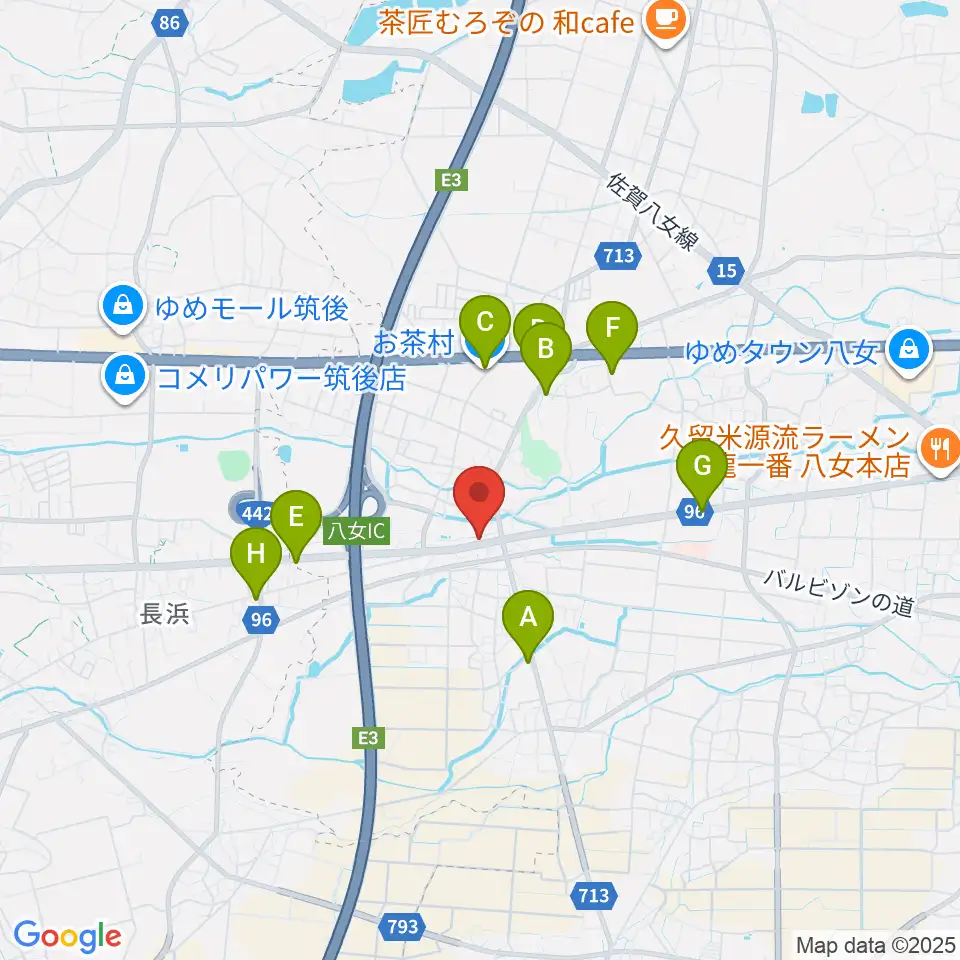 エム田中音楽教室周辺のカフェ一覧地図