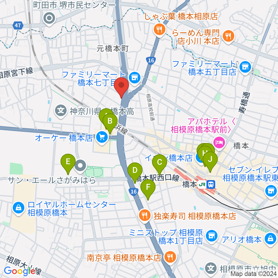 牛久保ピアノ周辺のカフェ一覧地図