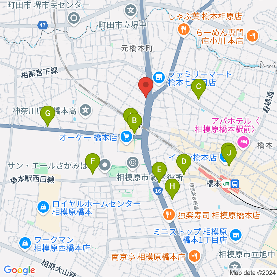 牛久保ピアノ周辺のカフェ一覧地図