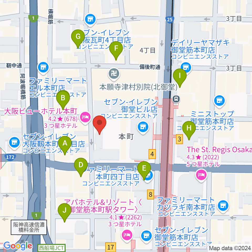 相愛大学附属音楽教室周辺のカフェ一覧地図