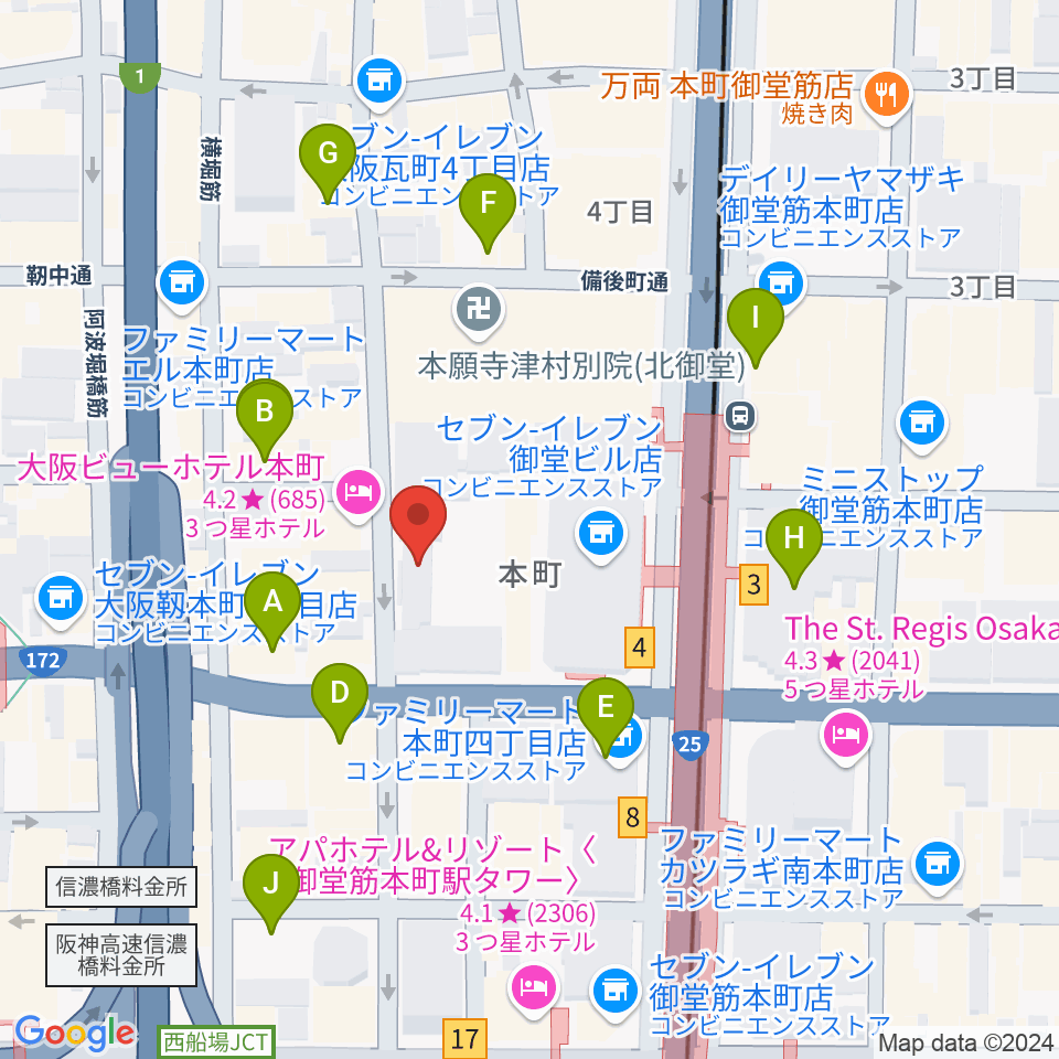 相愛大学附属音楽教室周辺のカフェ一覧地図