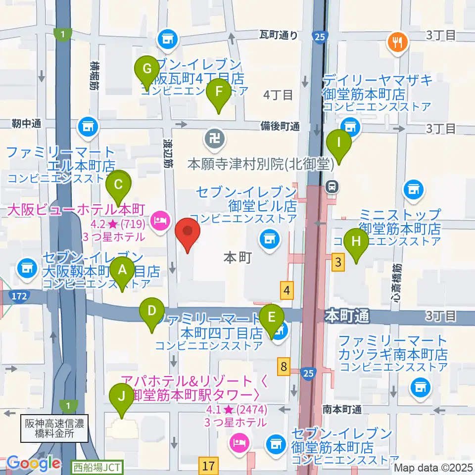 相愛大学附属音楽教室周辺のカフェ一覧地図