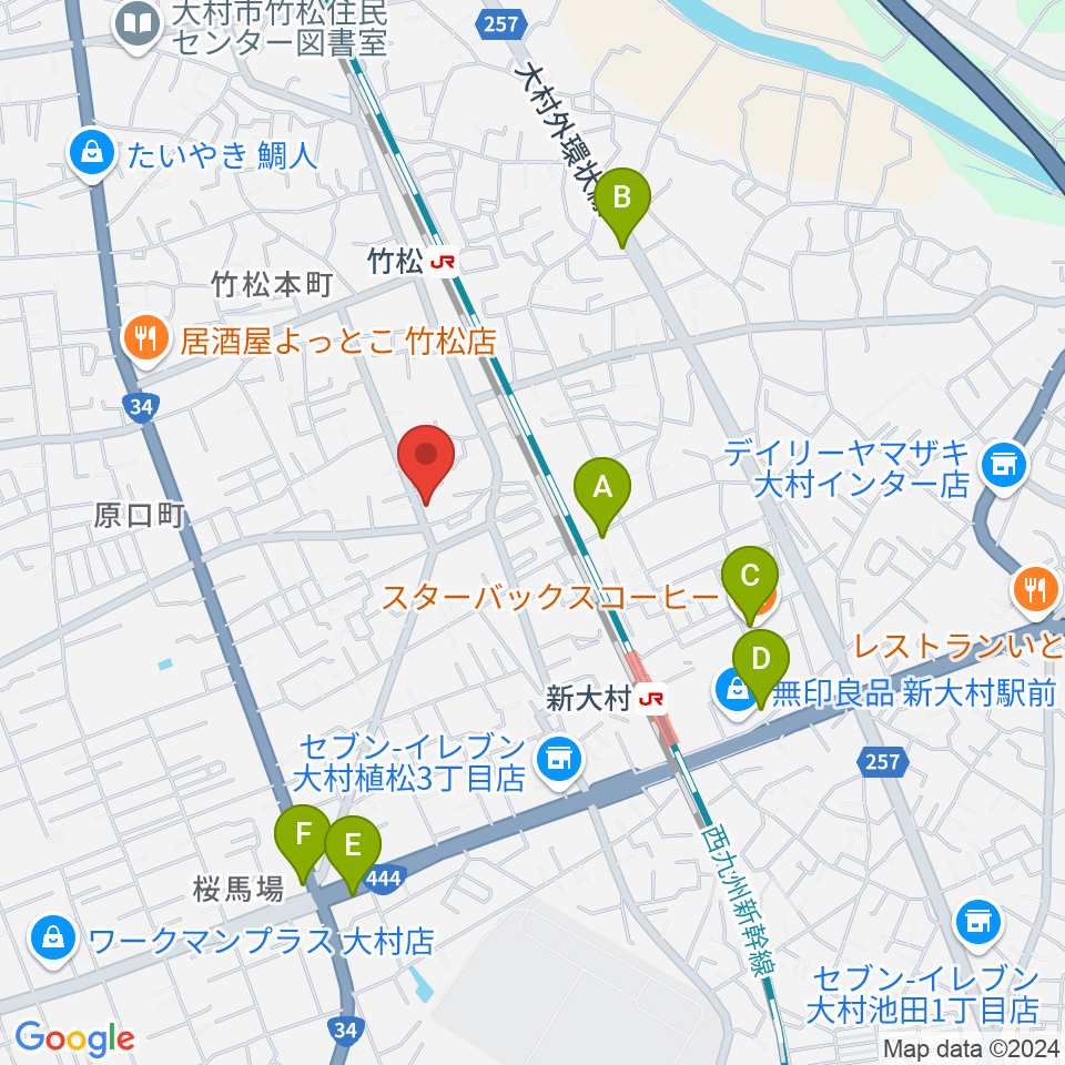 スタヂオギター教室周辺のカフェ一覧地図