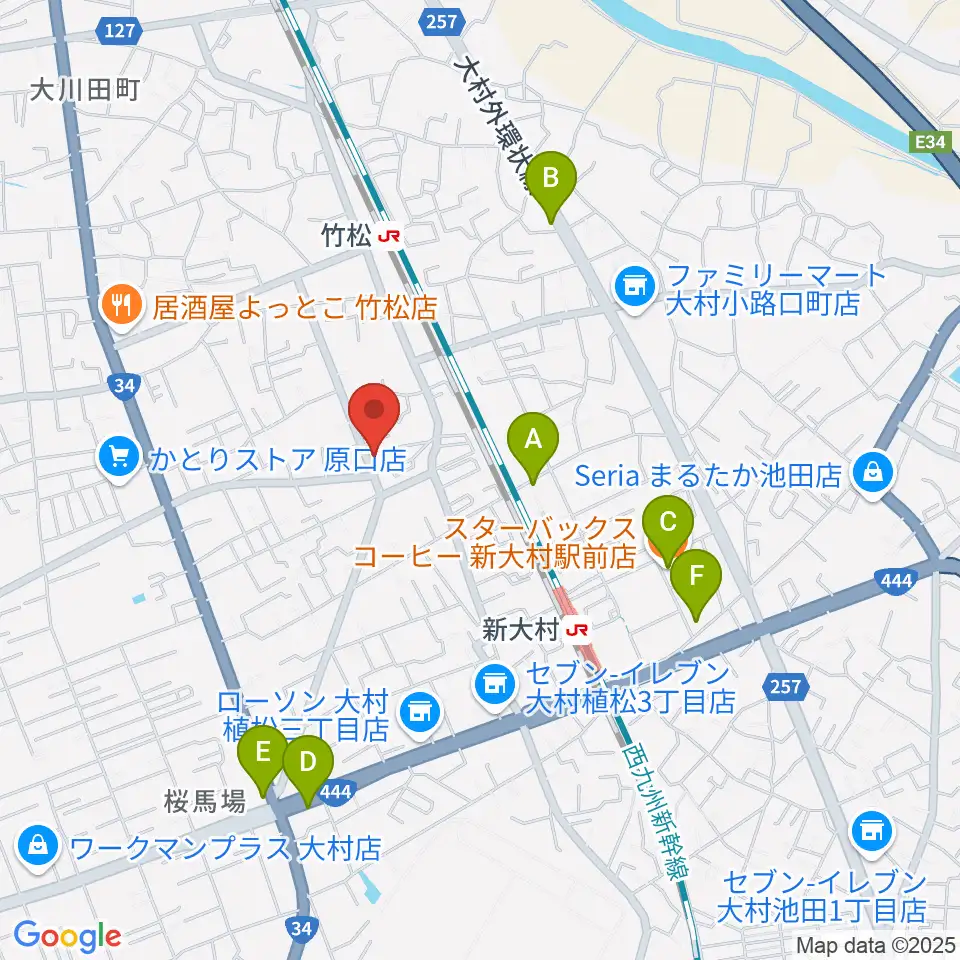 スタヂオギター教室周辺のカフェ一覧地図
