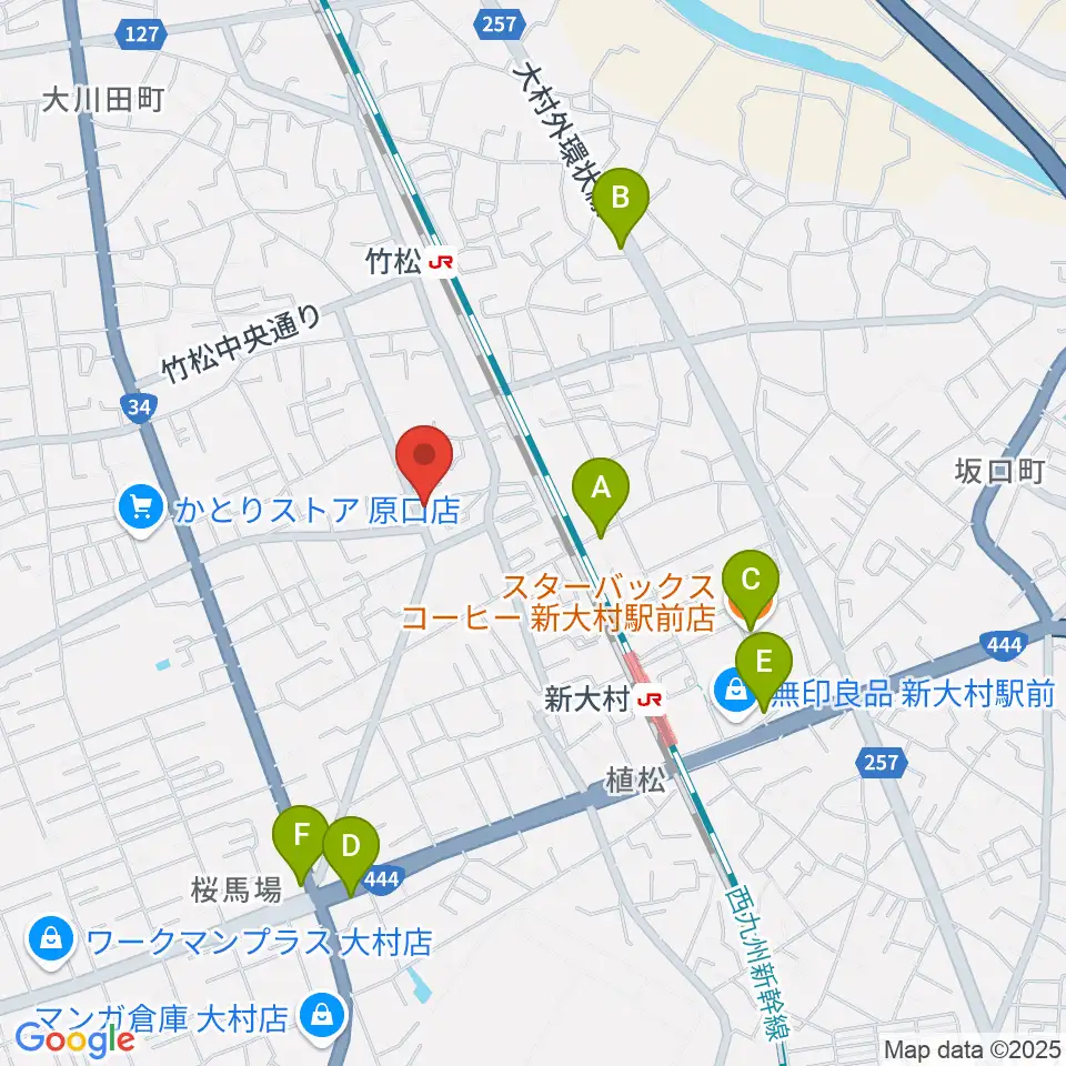 スタヂオギター教室周辺のカフェ一覧地図