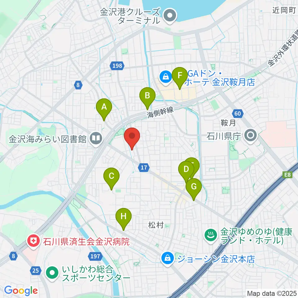 サウンドワーク九里周辺のカフェ一覧地図