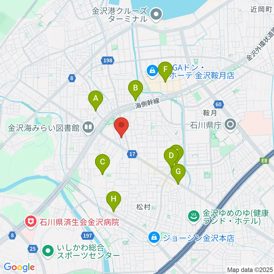 サウンドワーク九里周辺のカフェ一覧地図
