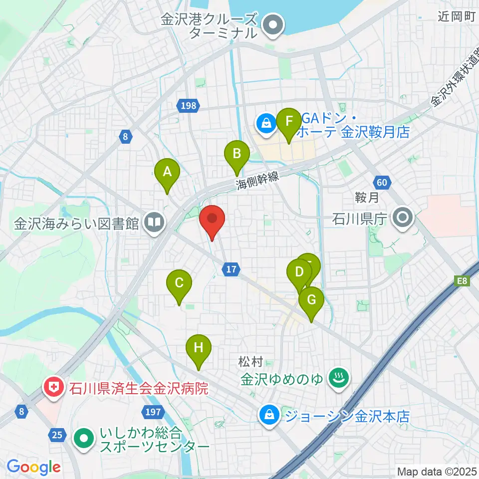 サウンドワーク九里周辺のカフェ一覧地図